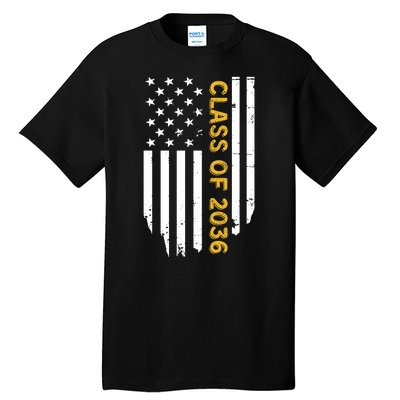 Class Of 2036 Graduation Us Flag Vintage Tall T-Shirt