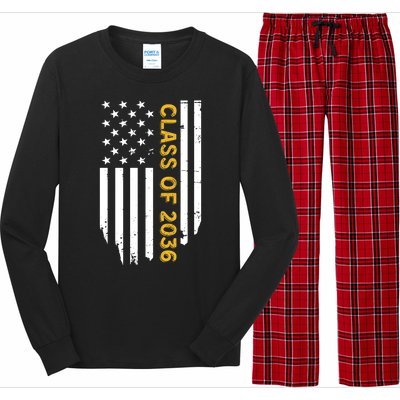 Class Of 2036 Graduation Us Flag Vintage Long Sleeve Pajama Set