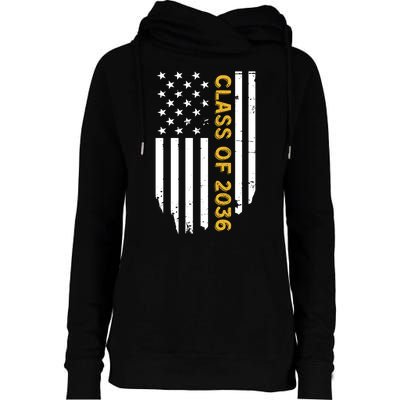 Class Of 2036 Graduation Us Flag Vintage Womens Funnel Neck Pullover Hood