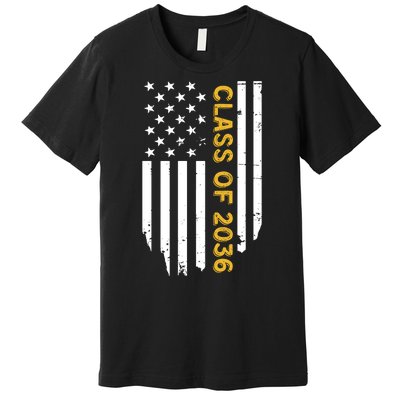 Class Of 2036 Graduation Us Flag Vintage Premium T-Shirt