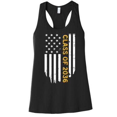 Class Of 2036 Graduation Us Flag Vintage Women's Racerback Tank