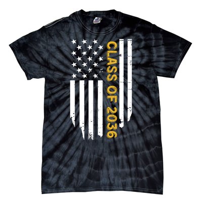 Class Of 2036 Graduation Us Flag Vintage Tie-Dye T-Shirt