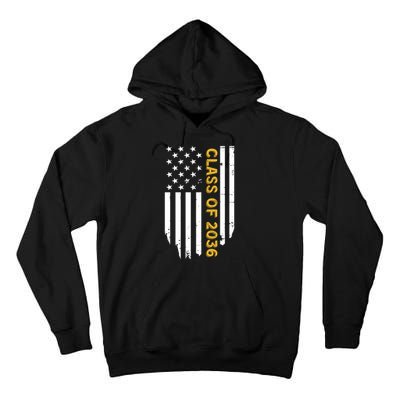 Class Of 2036 Graduation Us Flag Vintage Tall Hoodie