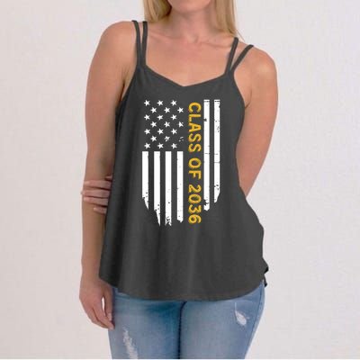 Class Of 2036 Graduation Us Flag Vintage Women's Strappy Tank