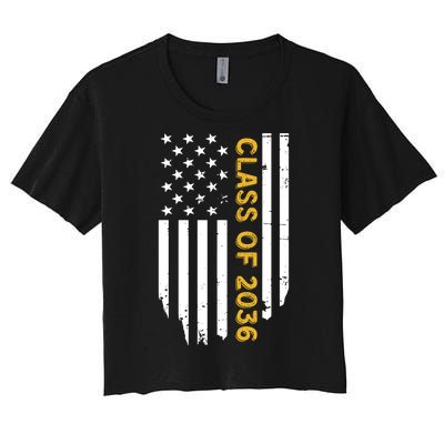 Class Of 2036 Graduation Us Flag Vintage Women's Crop Top Tee