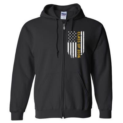 Class Of 2036 Graduation Us Flag Vintage Full Zip Hoodie