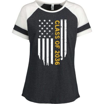 Class Of 2036 Graduation Us Flag Vintage Enza Ladies Jersey Colorblock Tee