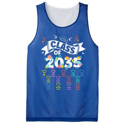 Class Of 2035 Grow With Me Checklist Graduation Floral Mesh Reversible Basketball Jersey Tank