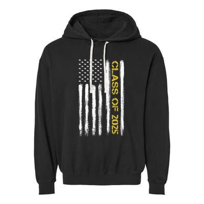 Class Of 2025 Senior Patriotic American Flag Graduation Gift Garment-Dyed Fleece Hoodie
