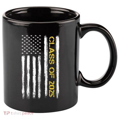 Class Of 2025 Senior Patriotic American Flag Graduation Gift 11oz C Handle Ceramic Mug