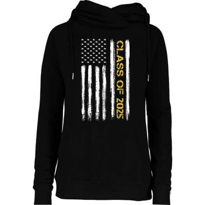 Class Of 2025 Senior Patriotic American Flag Graduation Gift Womens Funnel Neck Pullover Hood