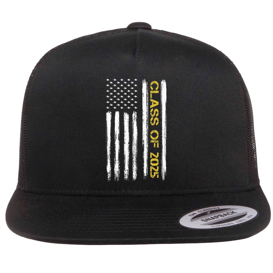 Class Of 2025 Senior Patriotic American Flag Graduation Gift Flat Bill Trucker Hat