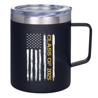 Class Of 2025 Senior Patriotic American Flag Graduation Gift 12oz Stainless Steel Coffee Mug