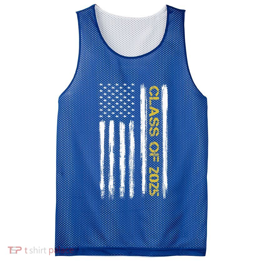 Class Of 2025 Senior Patriotic American Flag Graduation Gift Mesh Reversible Basketball Jersey Tank