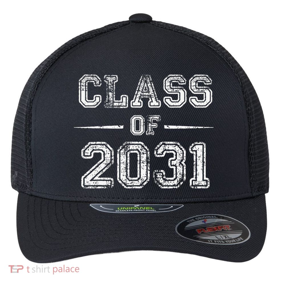 CLASS Of 2031 GROW WITH ME First Day Of School Flexfit Unipanel Trucker Cap