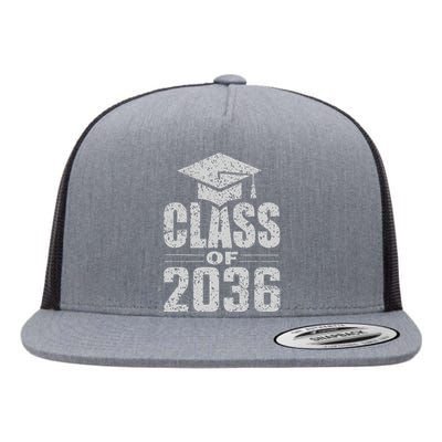 Class Of 2036 Grow With Me Vintage First Day Of School Flat Bill Trucker Hat