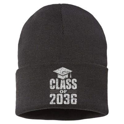 Class Of 2036 Grow With Me Vintage First Day Of School Sustainable Knit Beanie