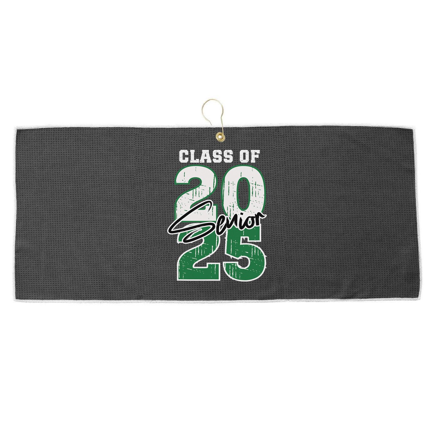 Class Of 2025 Senior Graduation 2025 Green Large Microfiber Waffle Golf Towel