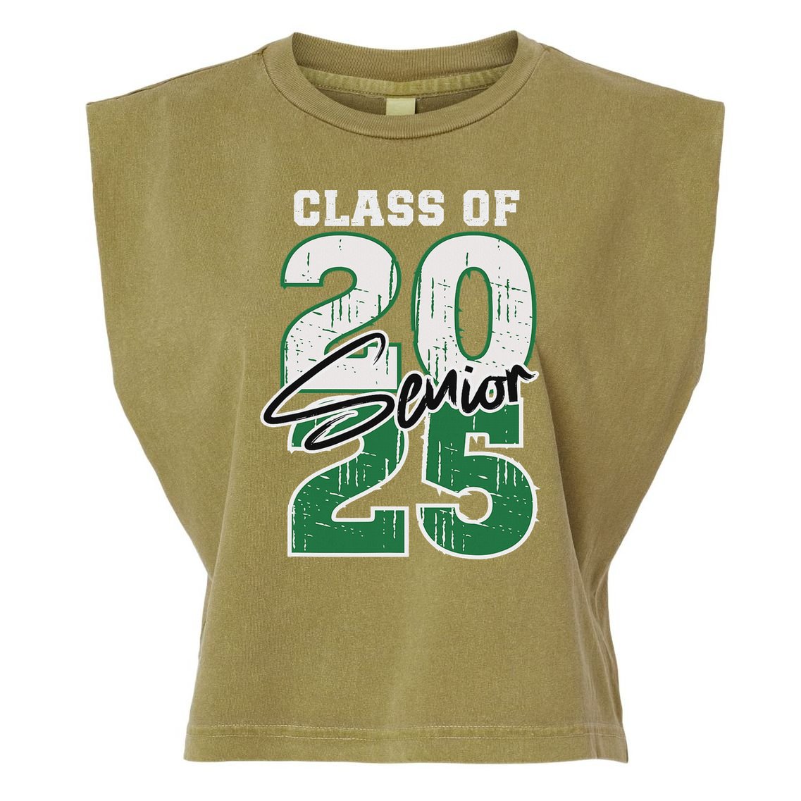 Class Of 2025 Senior Graduation 2025 Green Garment-Dyed Women's Muscle Tee