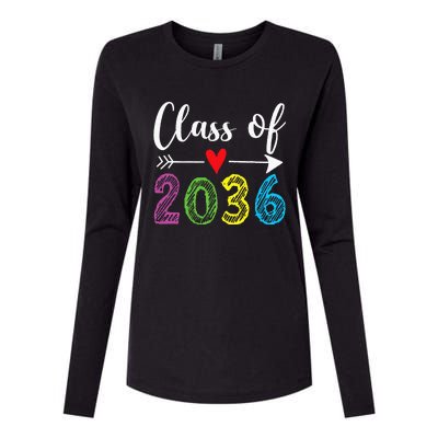 Class Of 2036 Grow With Me Prek Kindergarten Graduation Womens Cotton Relaxed Long Sleeve T-Shirt