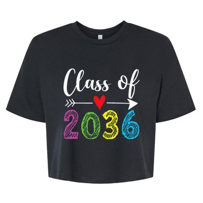 Class Of 2036 Grow With Me Prek Kindergarten Graduation Bella+Canvas Jersey Crop Tee