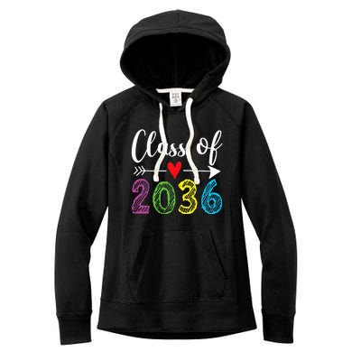 Class Of 2036 Grow With Me Prek Kindergarten Graduation Women's Fleece Hoodie