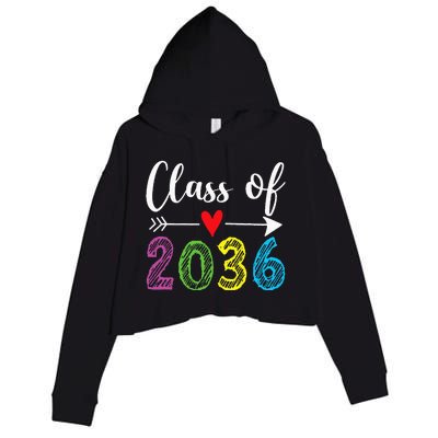 Class Of 2036 Grow With Me Prek Kindergarten Graduation Crop Fleece Hoodie