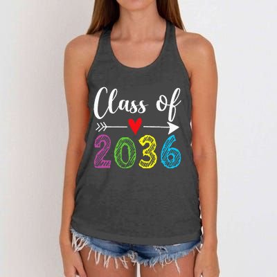 Class Of 2036 Grow With Me Prek Kindergarten Graduation Women's Knotted Racerback Tank