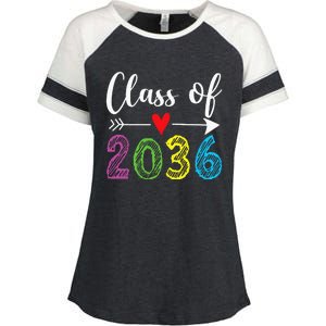 Class Of 2036 Grow With Me Prek Kindergarten Graduation Enza Ladies Jersey Colorblock Tee