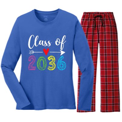 Class Of 2036 Grow With Me Prek Kindergarten Graduation Women's Long Sleeve Flannel Pajama Set 