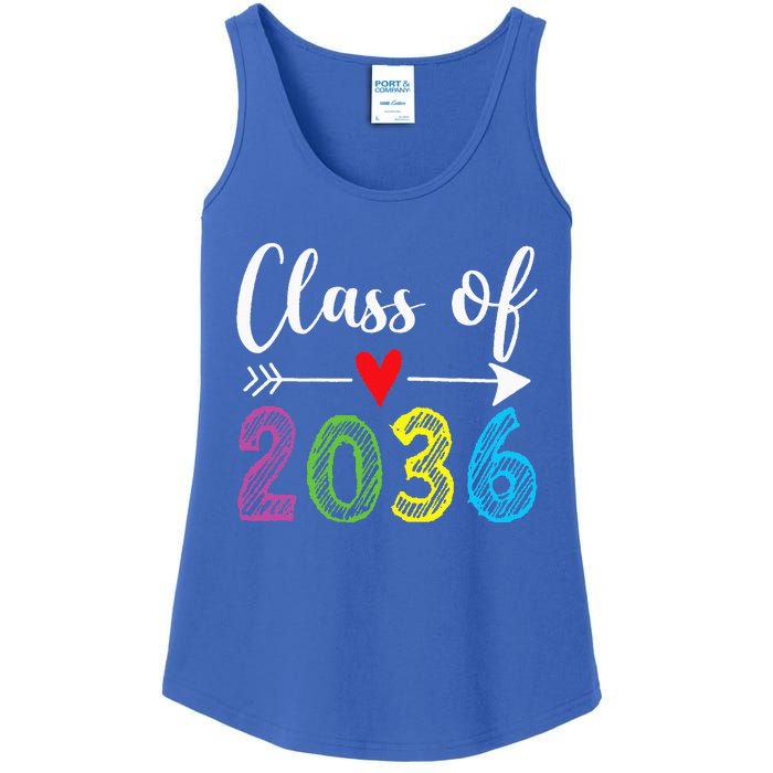 Class Of 2036 Grow With Me Prek Kindergarten Graduation Ladies Essential Tank