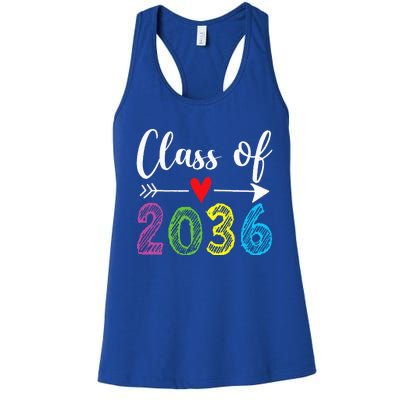 Class Of 2036 Grow With Me Prek Kindergarten Graduation Women's Racerback Tank