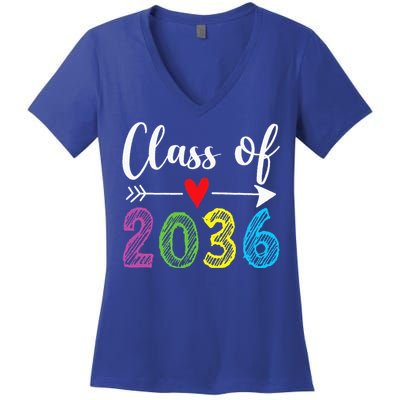 Class Of 2036 Grow With Me Prek Kindergarten Graduation Women's V-Neck T-Shirt