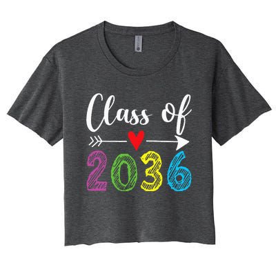 Class Of 2036 Grow With Me Prek Kindergarten Graduation Women's Crop Top Tee