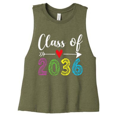 Class Of 2036 Grow With Me Prek Kindergarten Graduation Women's Racerback Cropped Tank