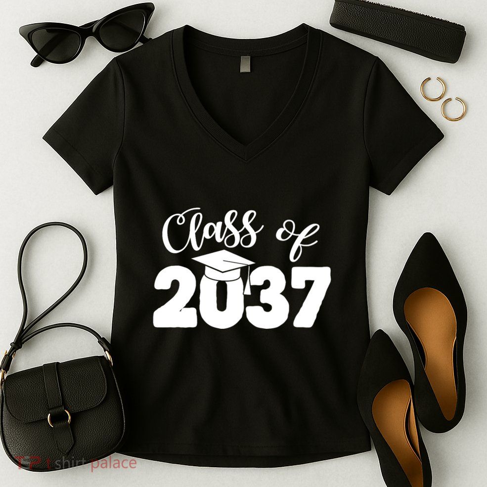 Class Of 2037 Grow With Me Women's V-Neck T-Shirt