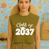 Class Of 2037 Grow With Me Garment-Dyed Women's Muscle Tee