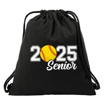 Class Of 2025 Softball Senior Retro Senior 2025 Softball Drawstring Bag