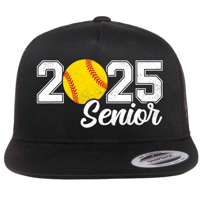 Class Of 2025 Softball Senior Retro Senior 2025 Softball Flat Bill Trucker Hat