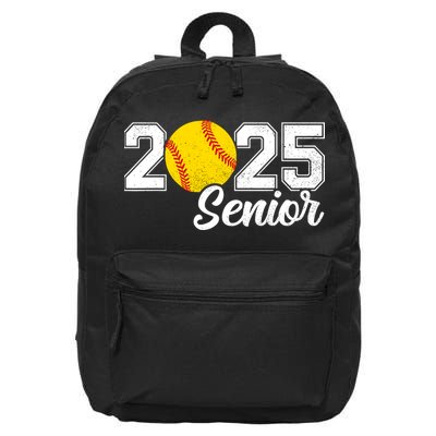 Class Of 2025 Softball Senior Retro Senior 2025 Softball 16 in Basic Backpack