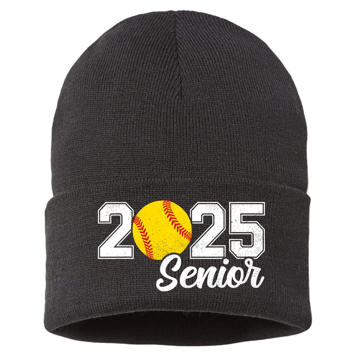 Class Of 2025 Softball Senior Retro Senior 2025 Softball Sustainable Knit Beanie