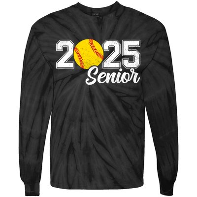 Class Of 2025 Softball Senior Retro Senior 2025 Softball Tie-Dye Long Sleeve Shirt