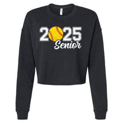 Class Of 2025 Softball Senior Retro Senior 2025 Softball Cropped Pullover Crew