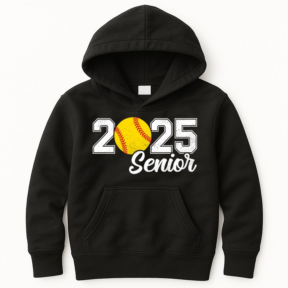 Class Of 2025 Softball Senior Retro Senior 2025 Softball Kids Hoodie