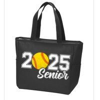 Class Of 2025 Softball Senior Retro Senior 2025 Softball Zip Tote Bag