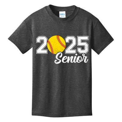 Class Of 2025 Softball Senior Retro Senior 2025 Softball Kids T-Shirt