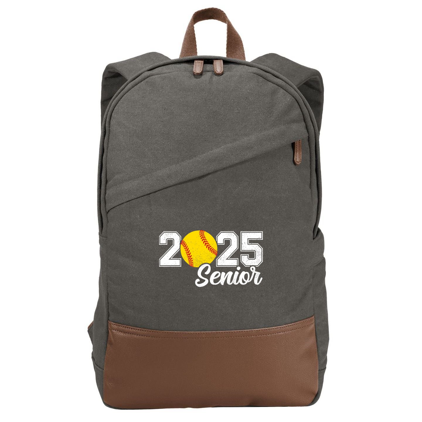 Class Of 2025 Softball Senior Retro Senior 2025 Softball Cotton Canvas Backpack