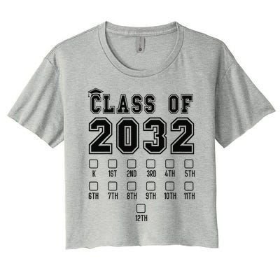 Class Of 2032 Grow With Me First Day Of School Check Mark Women's Crop Top Tee