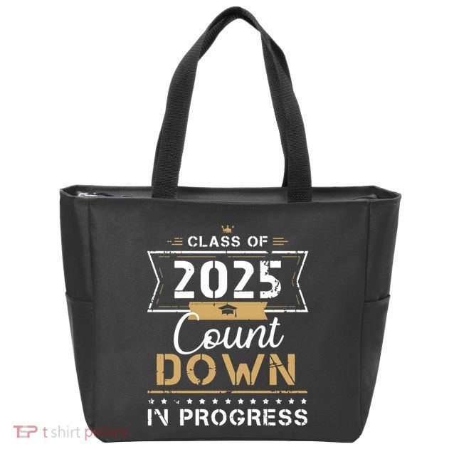 Class Of 2025 Count Down Vintage First Day Senior 25 Hoodie Zip Tote Bag
