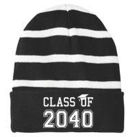 Class Of 2040 Graduation Hat Gift Future School Graduate Striped Beanie with Solid Band